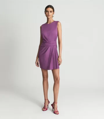 Reiss Essie Fitted Shift Mini Dress Purple