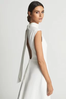 Reiss Livvy Open Back Midi Dress White