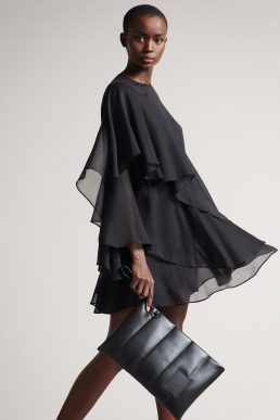 Ted Baker PEGASI Waterfall Ruffle Mini Dress Black