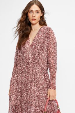 Ted Baker VALLYY Draped leopard print midi dress Purple Blush Pink