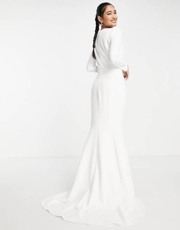 True Violet Bridal long sleeve maxi dress in ivory