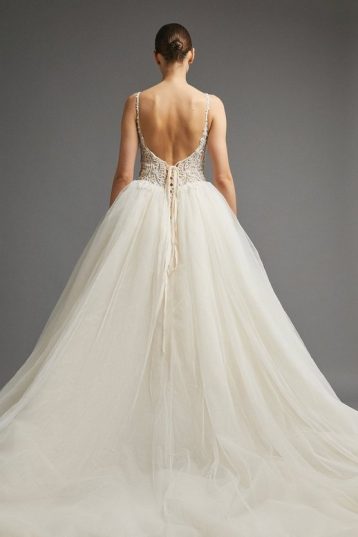 Coast Full Mesh Skirt Diamante Bodice Bridal Gown Ivory