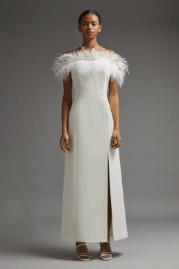 Coast Premium Feather Bardot Maxi Dress Ivory