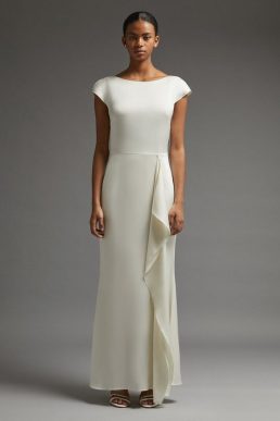 Coast Premium Ruffle Skirt Cowl Back Dress Ivory