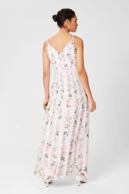 Hobbs Catherine Silk Floral Maxi Dress Blush Pink Multi