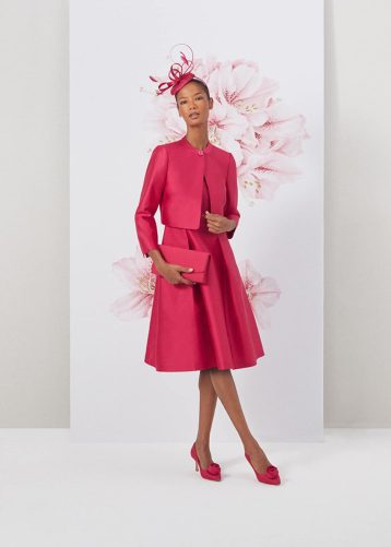 Hobbs Julietta Wool Silk Fit And Flare Dress Fuchsia Pink