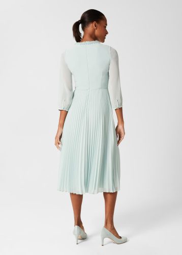 Hobbs Sophia Fit And Flare Dress Sage Green