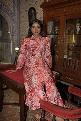 Monsoon Freya tiered shirt dress red