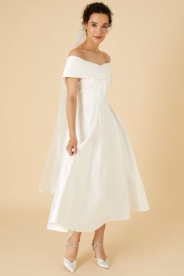 Monsoon Miranda bardot bridal midi dress ivory