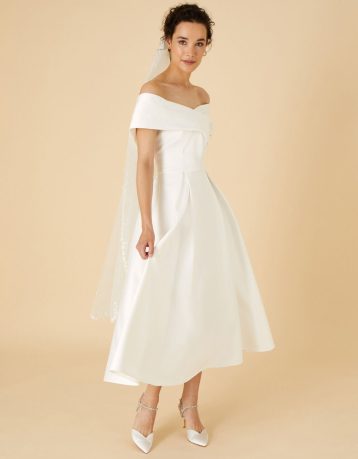 Monsoon Miranda bardot bridal midi dress ivory