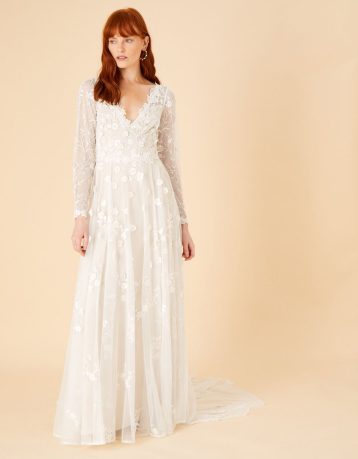 Monsoon Sue embellished bridal maxi dress ivory