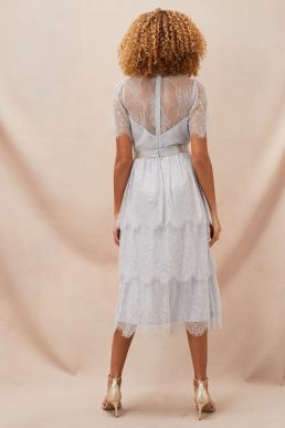 Phase Eight Ginnie Lace Tiered Midi Dress Smokey Blue