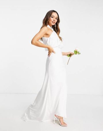 ASOS EDITION Valentina ruched halter neck maxi wedding dress Ivory
