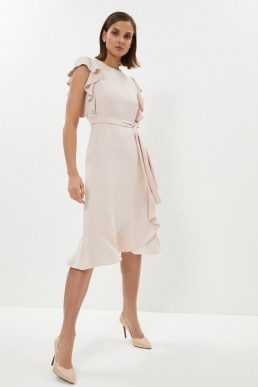 Coast Double Ruffle Hem Dress Blush Pale Pink