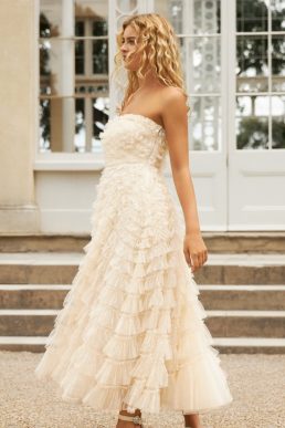 Needle & Thread Elizabeth Rose Corset Ankle Gown, Champagne