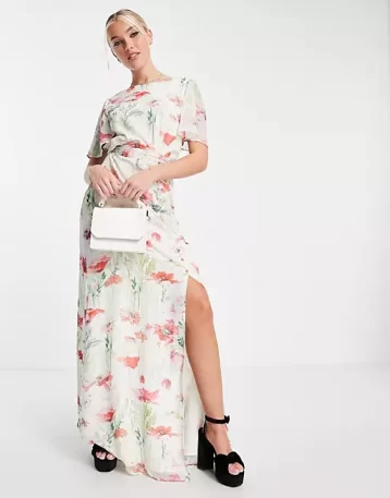 Hope & Ivy Greta floral print maxi dress White Pink