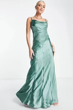 Hope & Ivy Rei satin cami dress in sage green