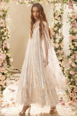 Needle & Thread Floral Evermore Midaxi Cape Champagne