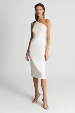 Reiss RIANA Colourblock Bodycon Dress White