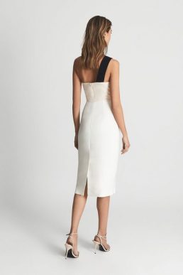 Reiss RIANA Colourblock Bodycon Dress White