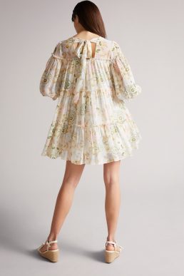 Ted Baker Bellona Tiered Trapeze Mini Dress Multi White