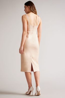 Ted Baker Klarika Bodycon Midi Dress Pale Pink Blush