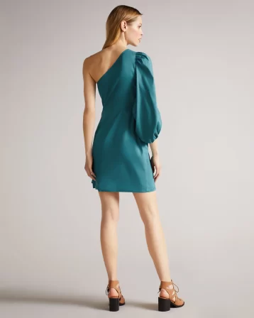 Ted Baker Lauica One Shoulder Mini Dress With Tie Waist Turquoise