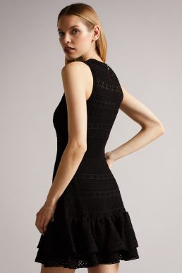 Ted Baker Maleko Lace Stitch Dress Black