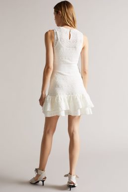 Ted Baker Maleko Lace Stitch Dress White