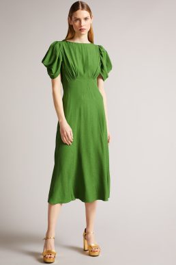 Ted Baker Tulipi Panelled Midi Tea Dress Green