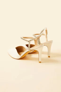 Monsoon Diamante trim pointed toe bridal heels ivory
