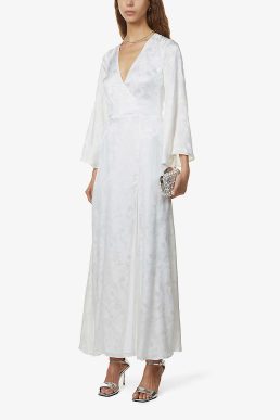 Galvan London Havana wrap-front silk-blend maxi dress White