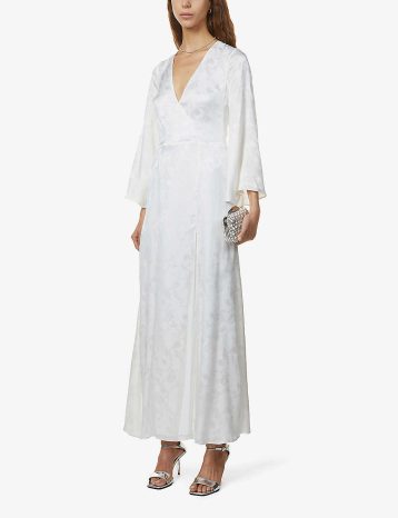 Galvan London Havana wrap-front silk-blend maxi dress White