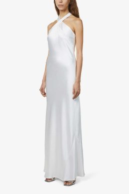 Galvan London Monaco halterneck silk bridal gown White