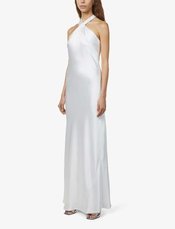 Galvan London Monaco halterneck silk bridal gown White