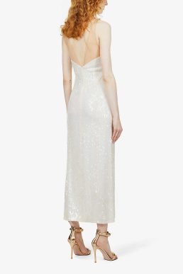 Galvan London Rio sequinned midi dress White