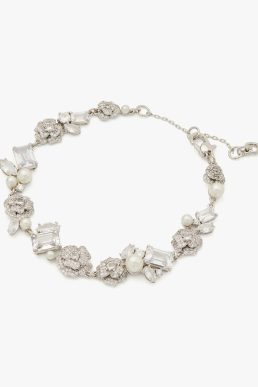 Kate Spade bridal bouquet toss cluster line bracelet White multi