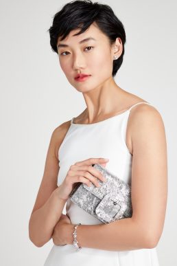 Kate Spade bridal buckle lurex crossbody Pale gold Multi