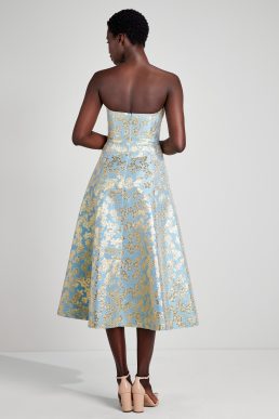Kate Spade floral medley brocade dress Tranquil blue gold