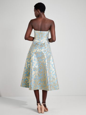 Kate Spade floral medley brocade dress Tranquil blue gold