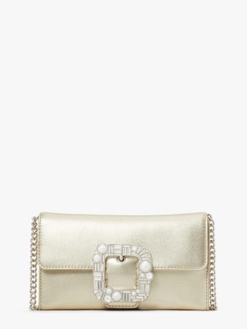 Kate Spade metallic buckle crossbody Pale gold