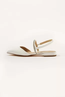 Monsoon Diamante trim flat bridal shoes ivory