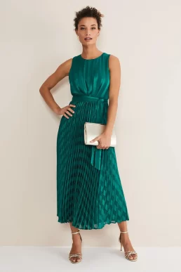 Phase Eight Beverley Stripe Jacquard Midaxi Dress Jade Green