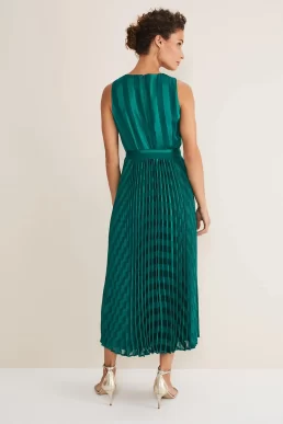 Phase Eight Beverley Stripe Jacquard Midaxi Dress Jade Green