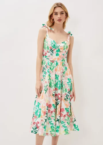 Phase Eight Joyce Printed Fit & Flare Dress Ivory Multi