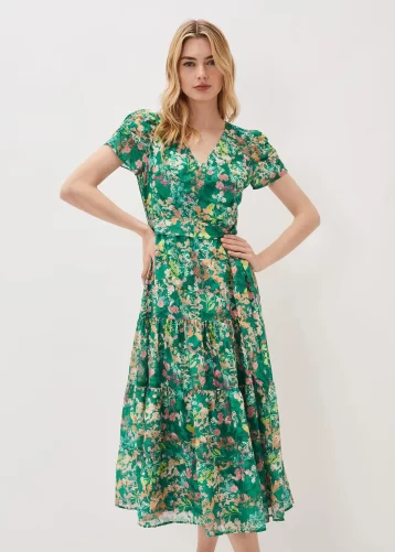 Phase Eight Morven Printed Tiered Dress Green Multi