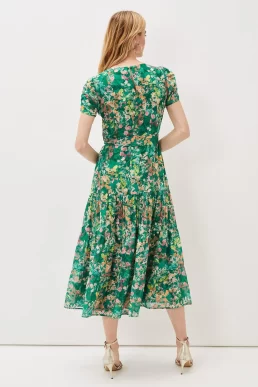 Phase Eight Morven Printed Tiered Dress Green Multi