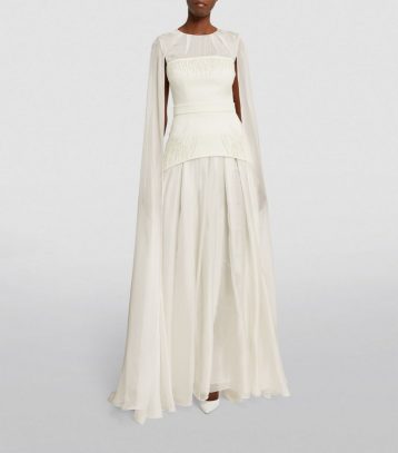 SAFIYAA Draped Gloria Gown Ivory