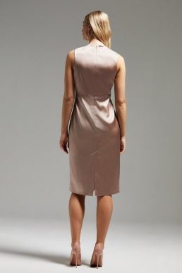 Coast Norman Hartnell Premium Draped Bow Shift Dress Mink