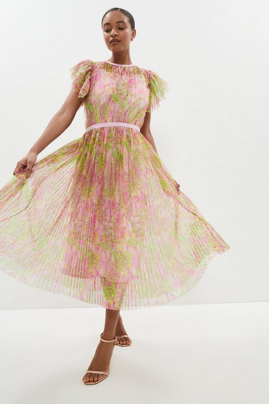 Pleated mesh dress store
